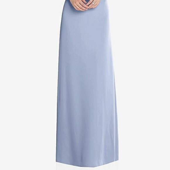 After Six 6855...Draped Twist Halter Low-Back Satin Empire Dress...Blue...Sz 12 - Picture 2 of 7